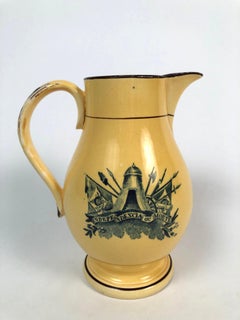 Yellow Glazed Staffordshire Pottery Brazil Independence Pitcher, circa 1825