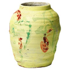 Vase aus gelb glasiertem Steingut von Brigitte Pénicaud, ca. 2015.