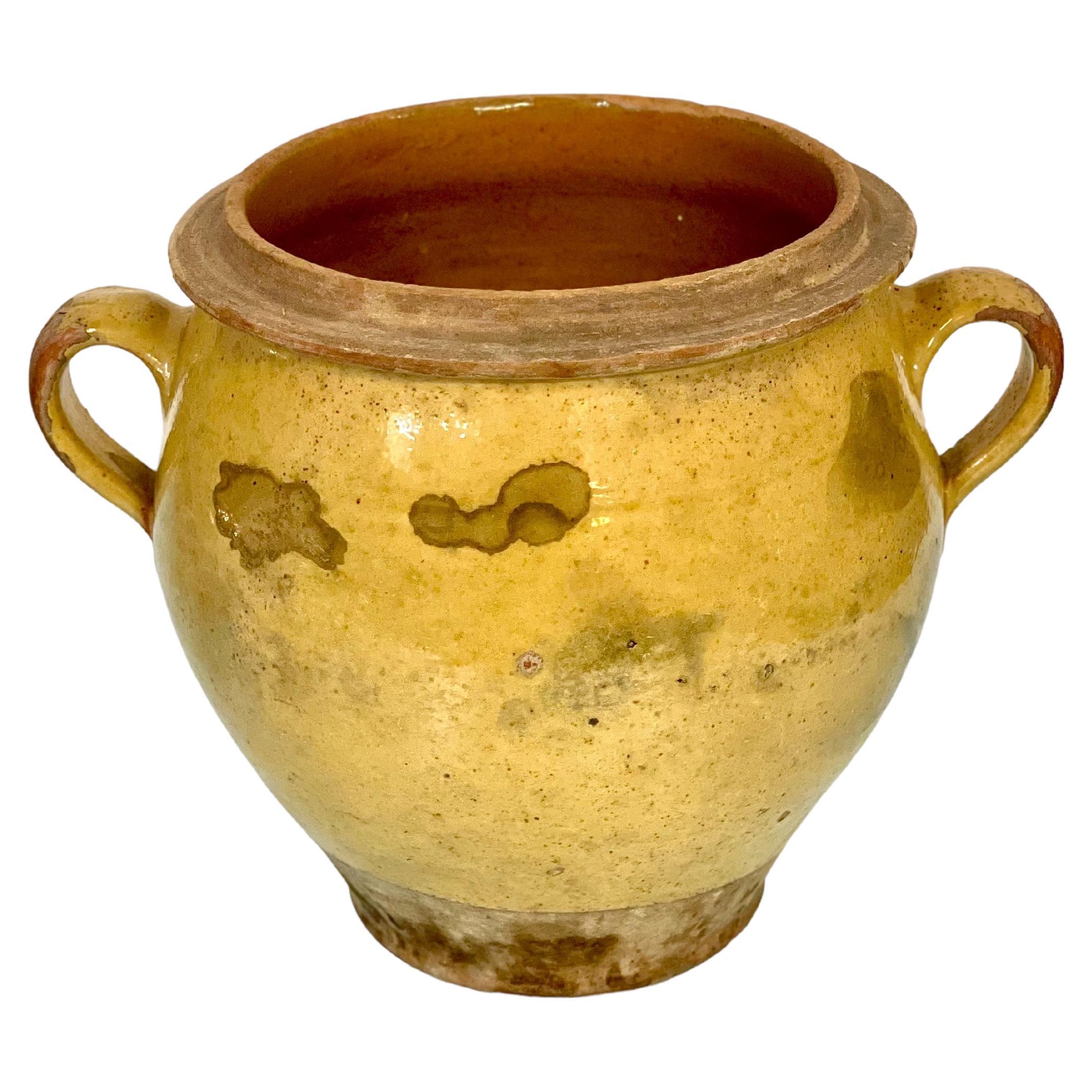 19th C. French Yellow Terracotta Confit Pot  For Sale