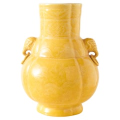 Yellow-Glazed Twin-Handled Vase
