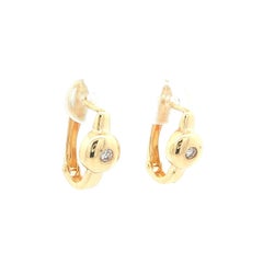 Yellow Gold 0.12ctw Round Cut Diamond Petite Drop Snap Earrings