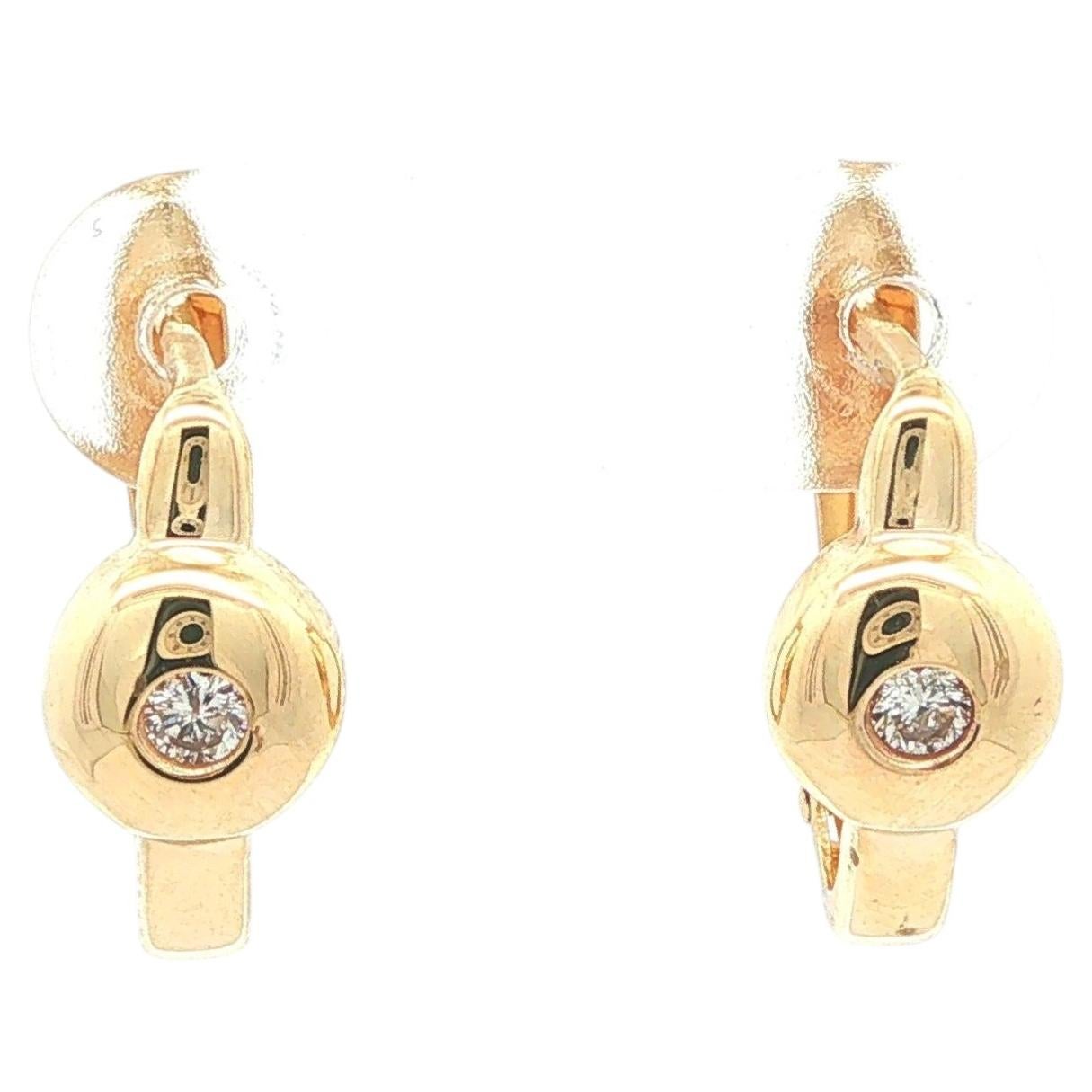 Yellow Gold 0.12ctw Round Cut Diamond Petite Drop Snap Earrings