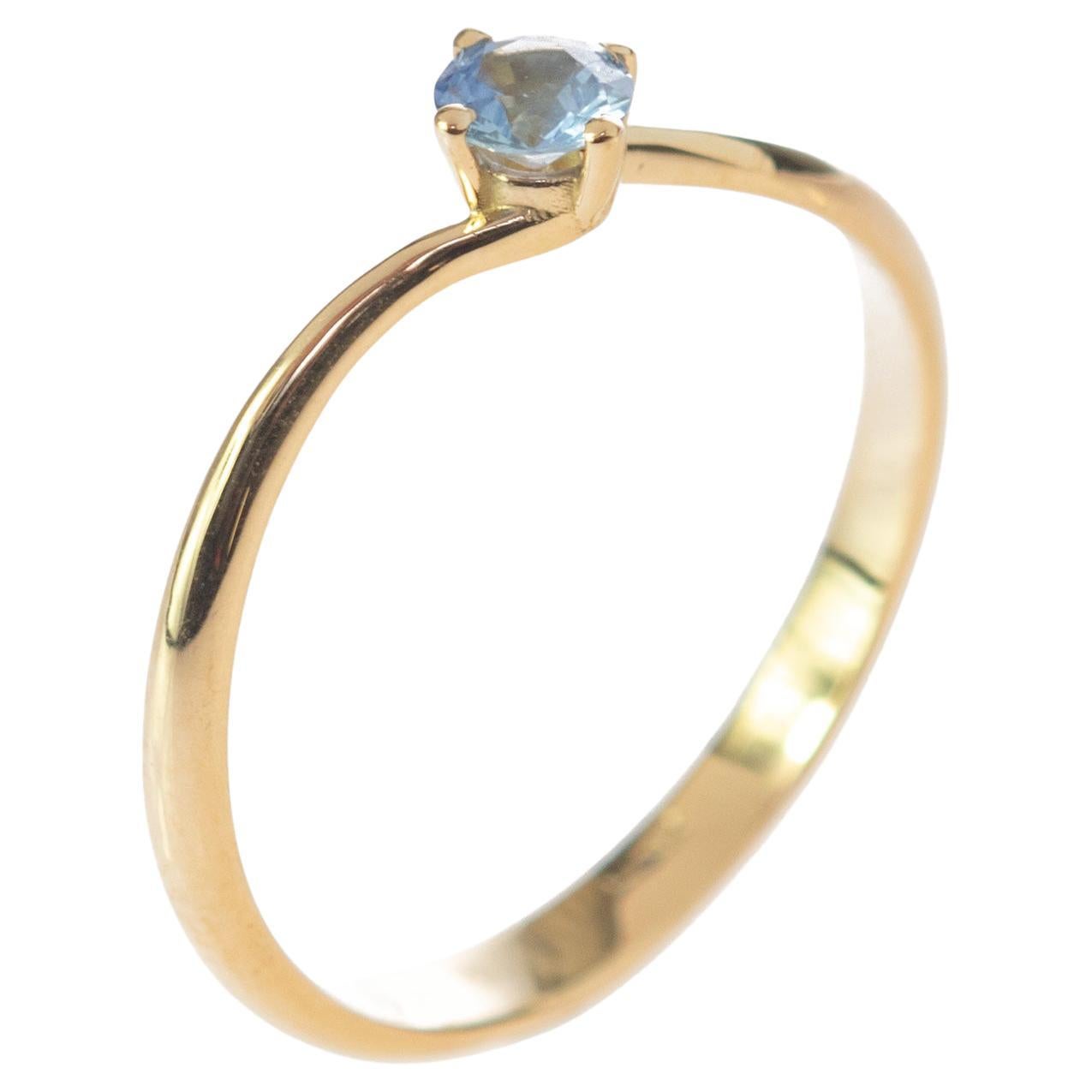 Yellow Gold 0.25 Carat Blue Sapphire Valentino Solitaire Ring Intini Jewels For Sale