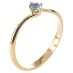 Yellow Gold 0.25 Carat Blue Sapphire Valentino Solitaire Ring Intini Jewels