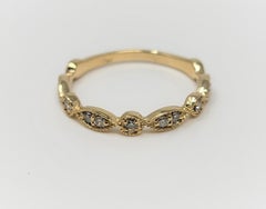 14K Yellow Gold 0.25ct Diamond Dot Marquise Band Ring, Unisex