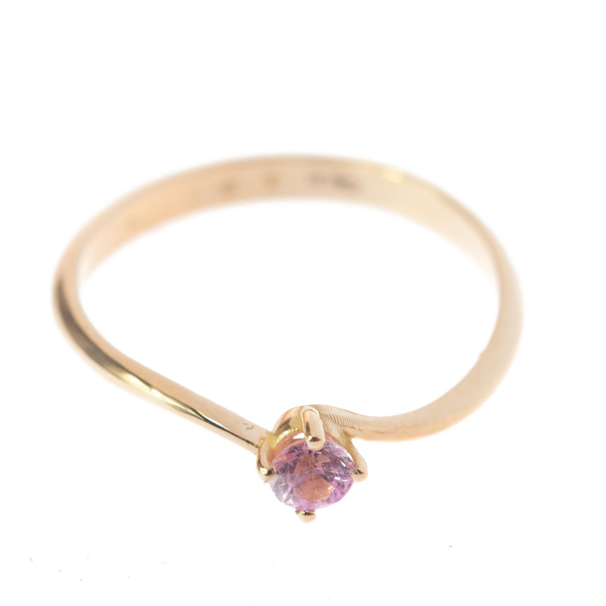 Art Nouveau Yellow Gold 0.25 Carat Pink Sapphire Valentino Solitaire Ring Intini Jewels For Sale