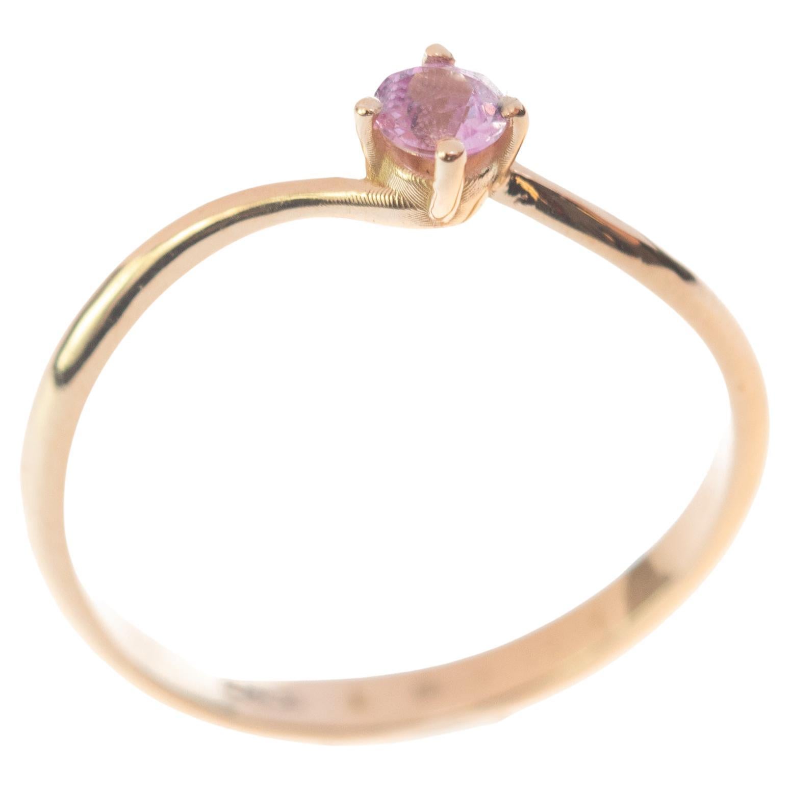 Yellow Gold 0.25 Carat Pink Sapphire Valentino Solitaire Ring Intini Jewels For Sale