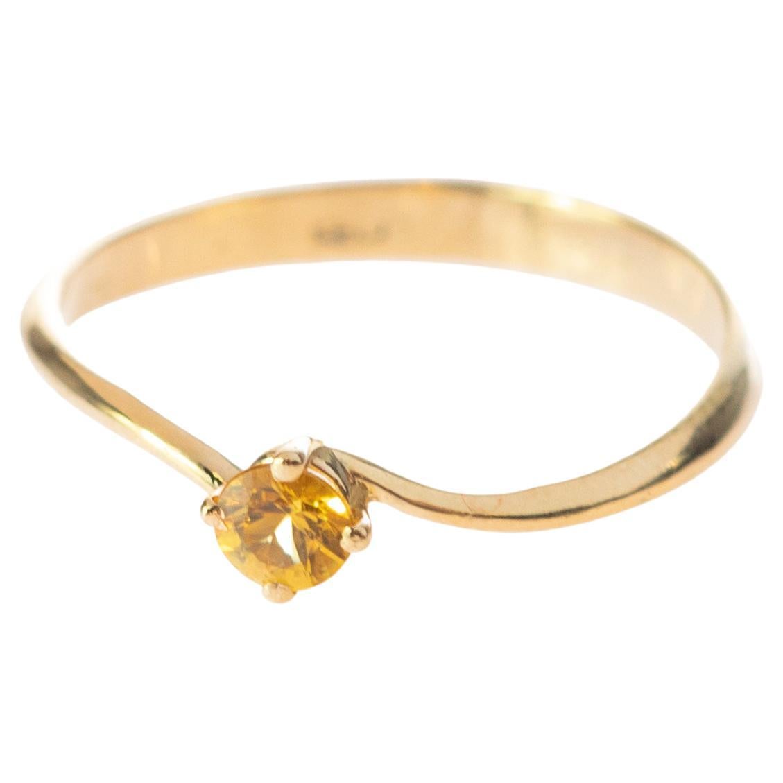 Yellow Gold 0.25 Carat Yellow Sapphire Valentino Solitaire Ring Intini Jewels For Sale