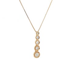 Yellow Gold 0.45ctw Diamond Graduated Bubble Drop Journey Pendant Necklace