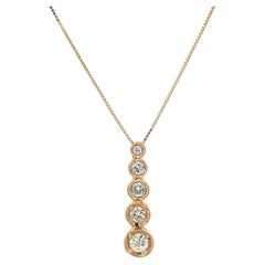Yellow Gold 0.45ctw Diamond Graduated Bubble Drop Journey Pendant Necklace