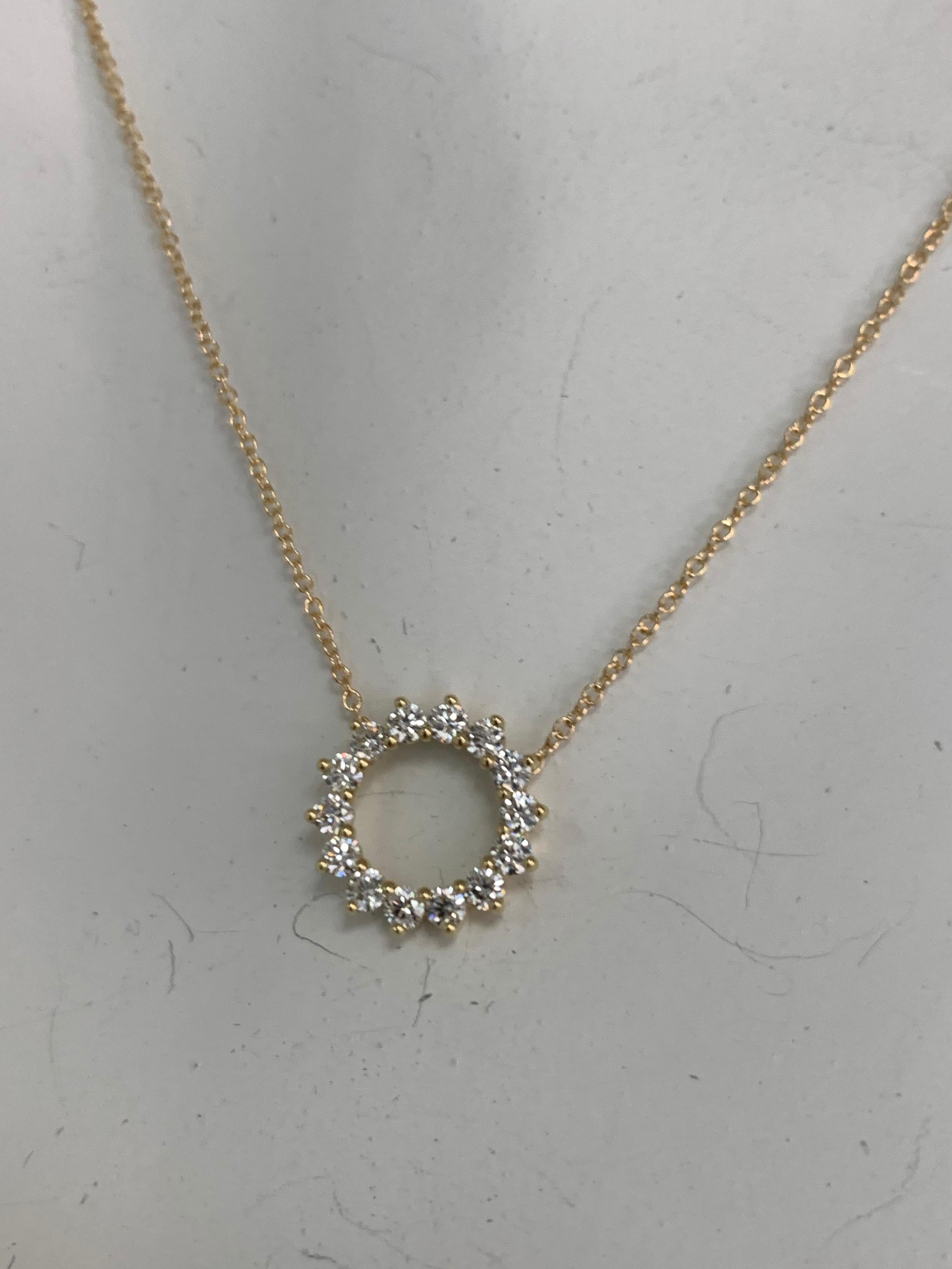 Pendentif en or jaune avec diamant rond brillant naturel E-F VS de 0,51 carat Modernity Excellent état - En vente à Los Angeles, CA