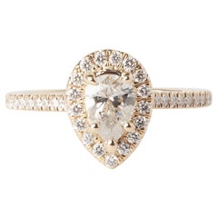 Yellow Gold 0.76ct Pear Diamond Halo Engagement Ring