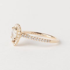 Yellow Gold 0.76ct Pear Diamond Halo Engagement Ring