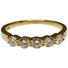 Yellow Gold 1/2 Carat 5-Stone Diamond Wedding Band