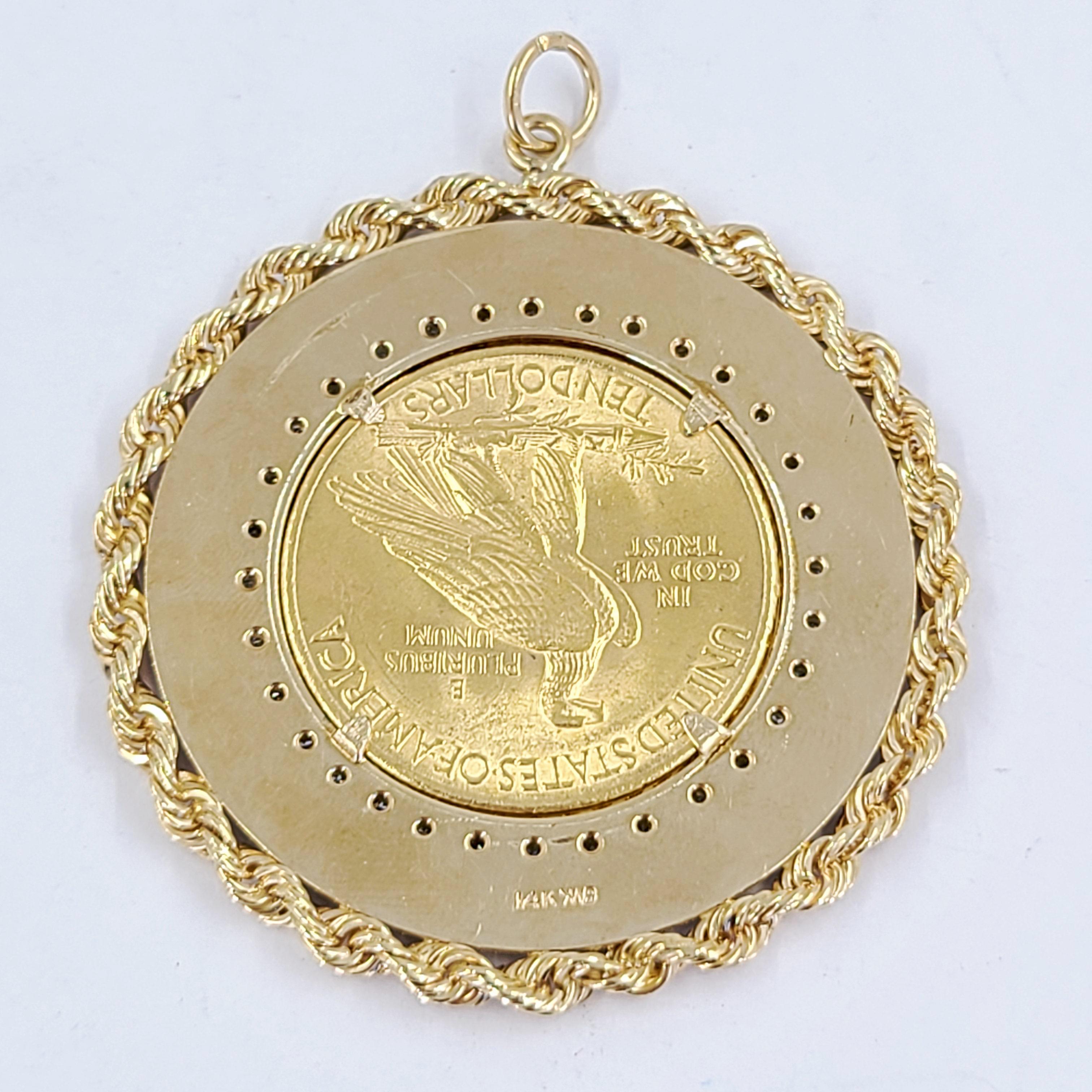 gold coin diamond pendant
