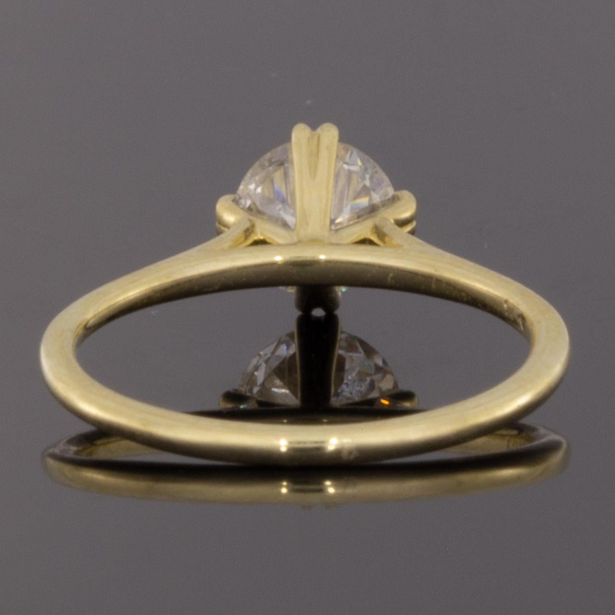 Round Cut Yellow Gold 1.02 Carat Round Diamond Solitaire Engagement Ring