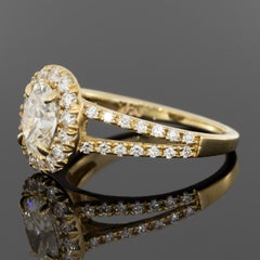 Yellow Gold 1.15 Carat Oval Diamond Halo Engagement Ring