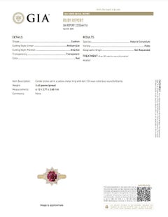 Yellow Gold 1.15ct Ruby Diamond Halo Ring GIA