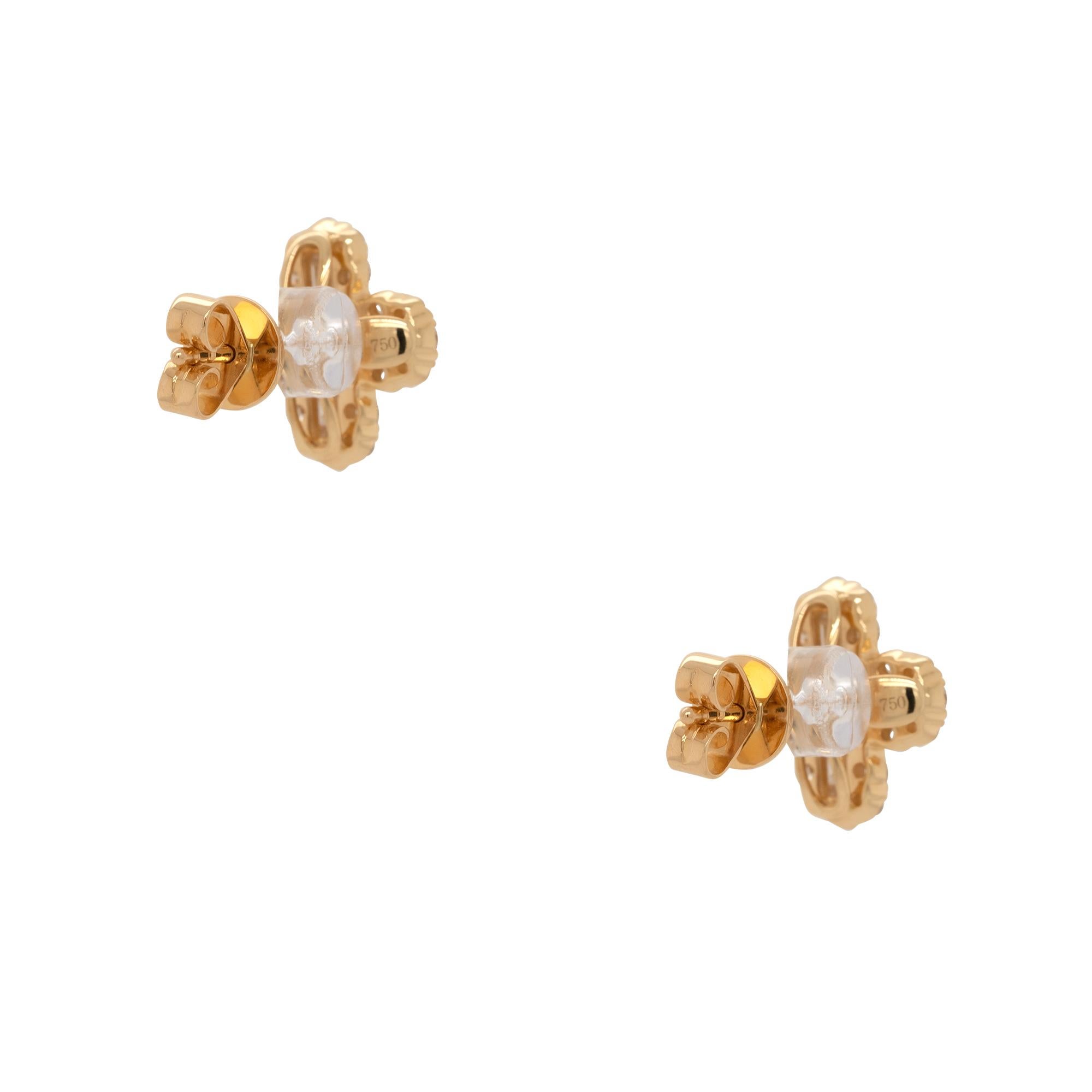 1.20 Carat Diamond Clover Earrings 18 Karat In Stock For Sale 1