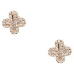 1.20 Carat Diamond Clover Earrings 18 Karat In Stock