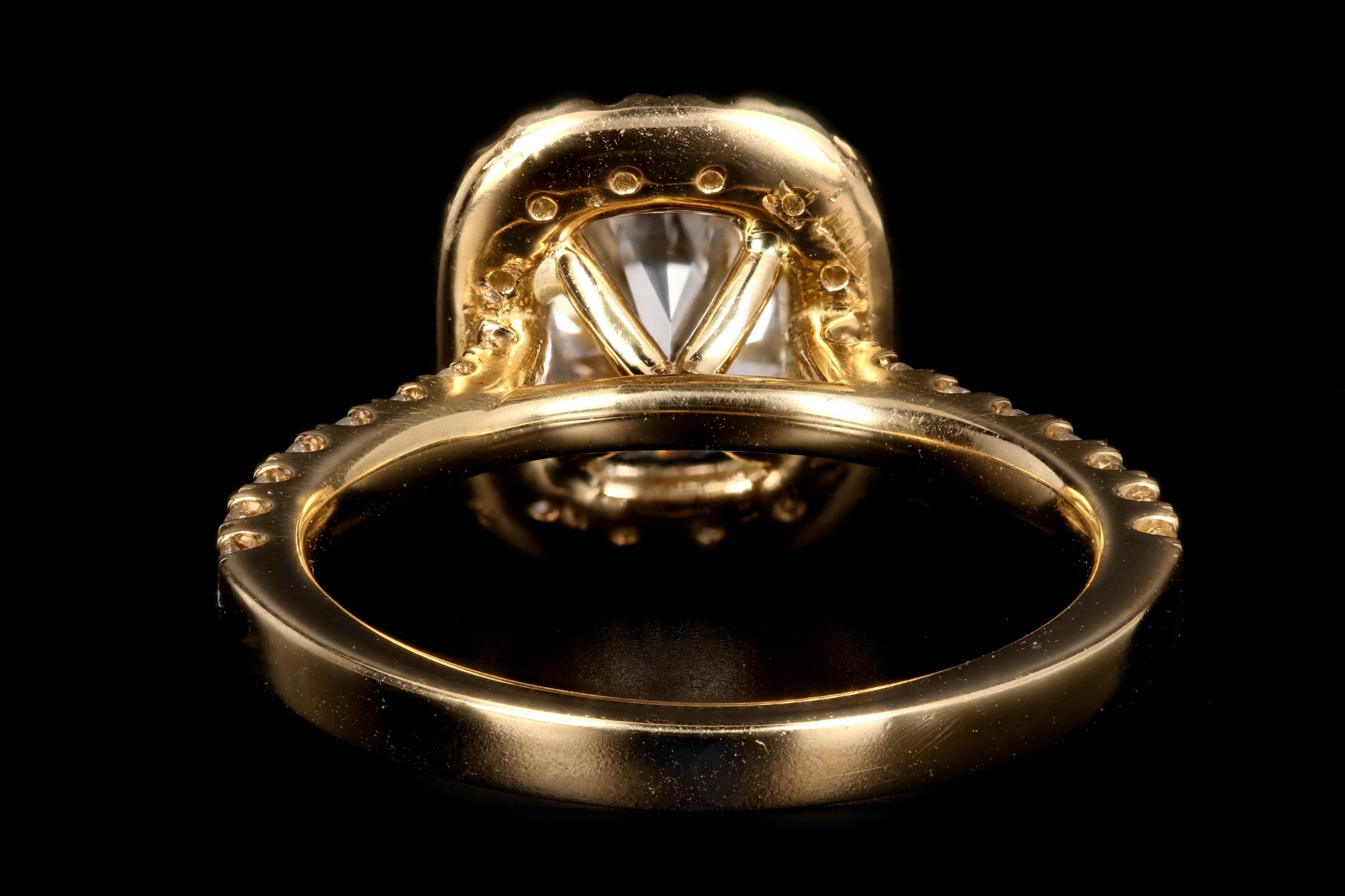 Women's Yellow Gold 1.31 Carat Round Brilliant Cut Diamond Engagement Ring