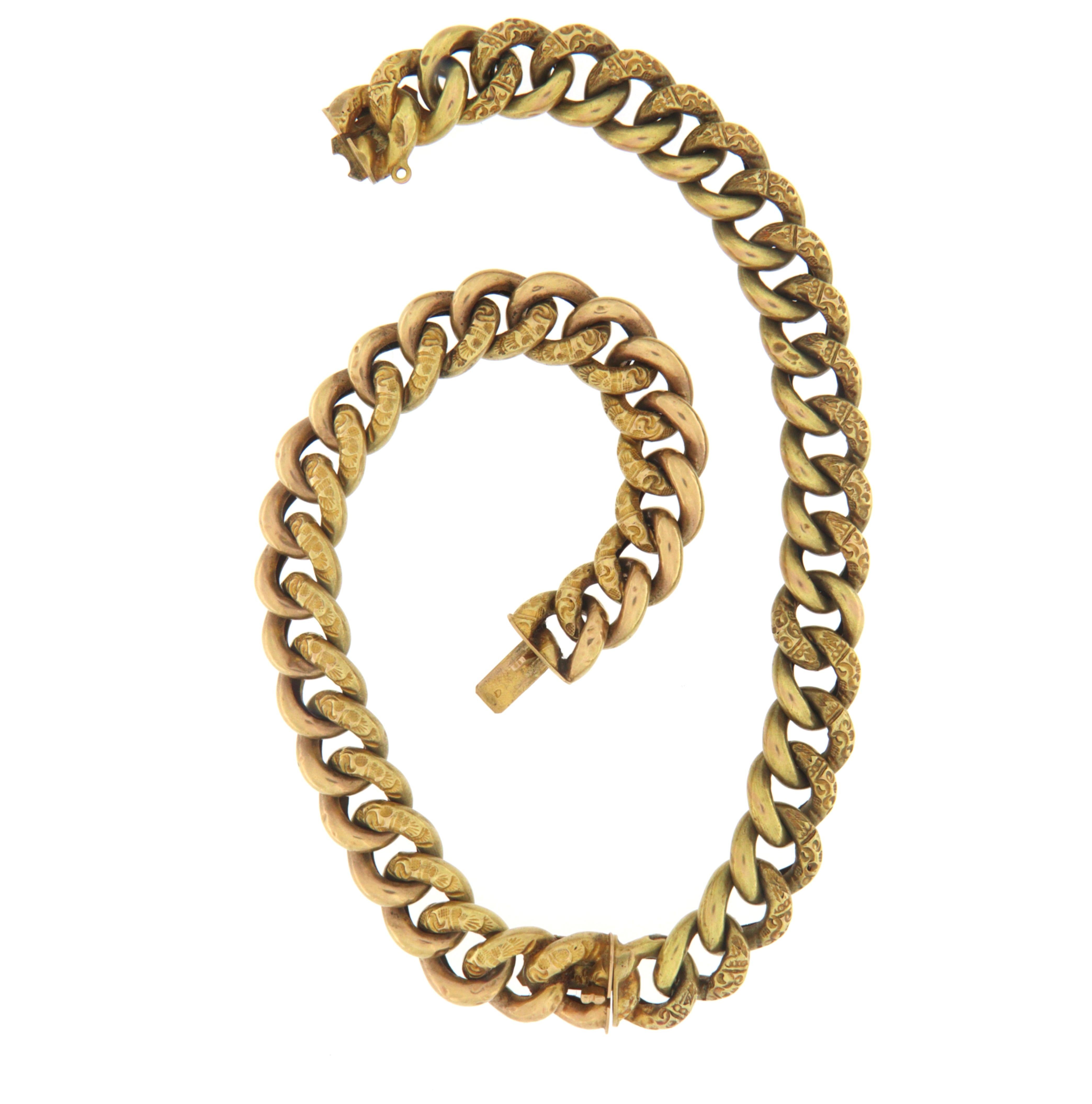 Gelbgold 14 Karat Halskette mit gebogenen Gliedern im Zustand „Gut“ im Angebot in Marcianise, IT