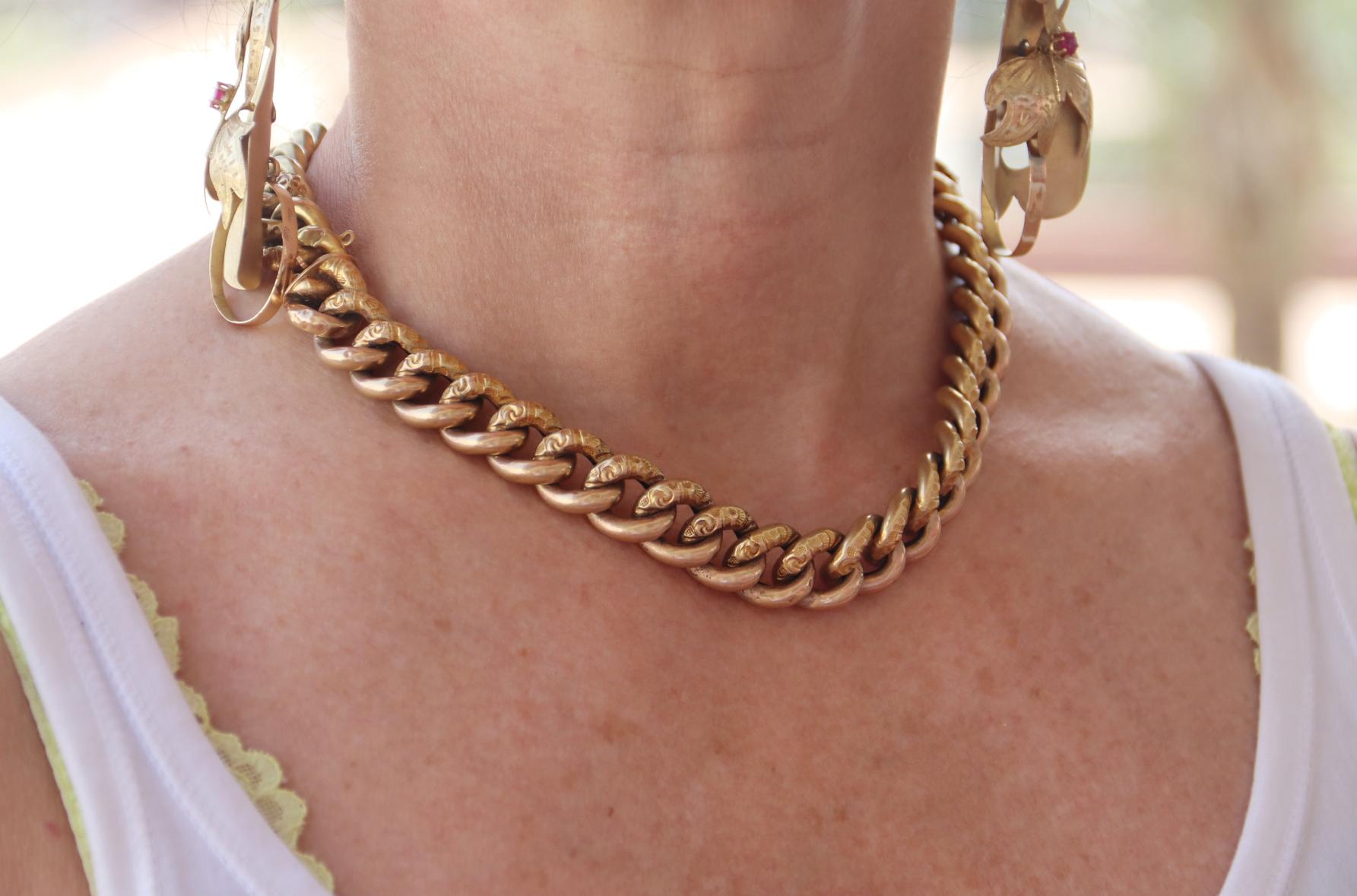 Yellow Gold 14 Carat Curb Chain Necklace For Sale 3