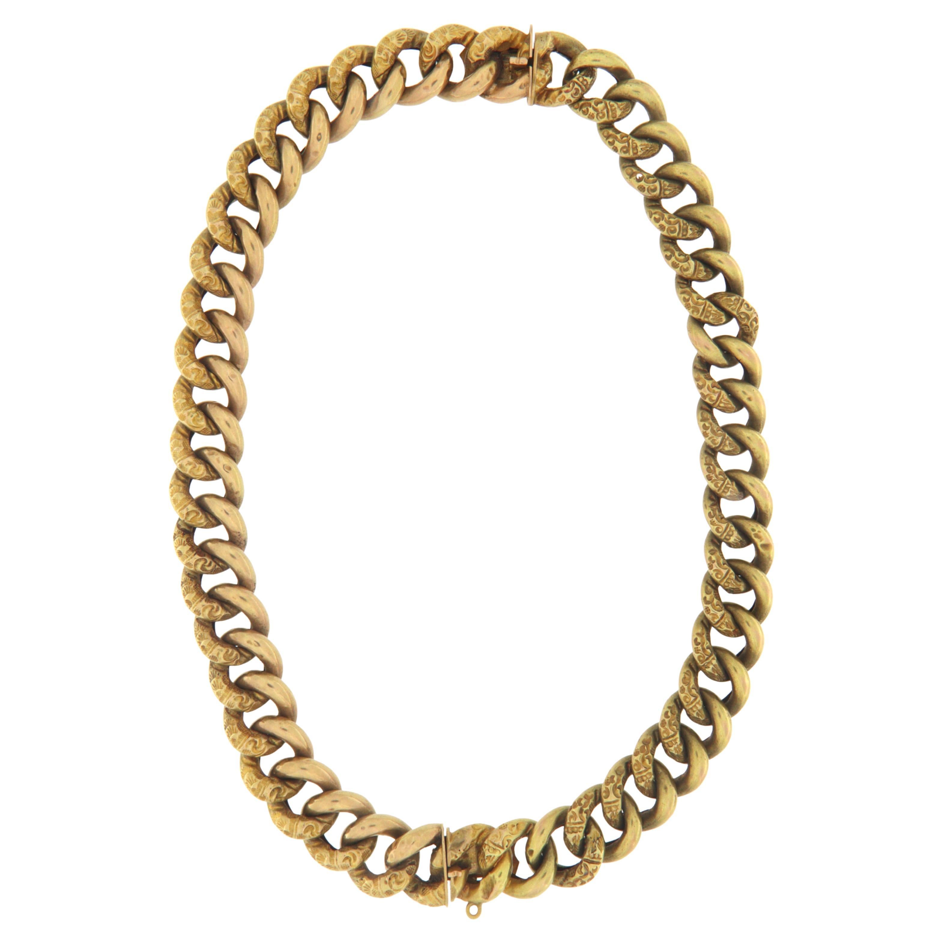 Yellow Gold 14 Carat Curb Chain Necklace For Sale