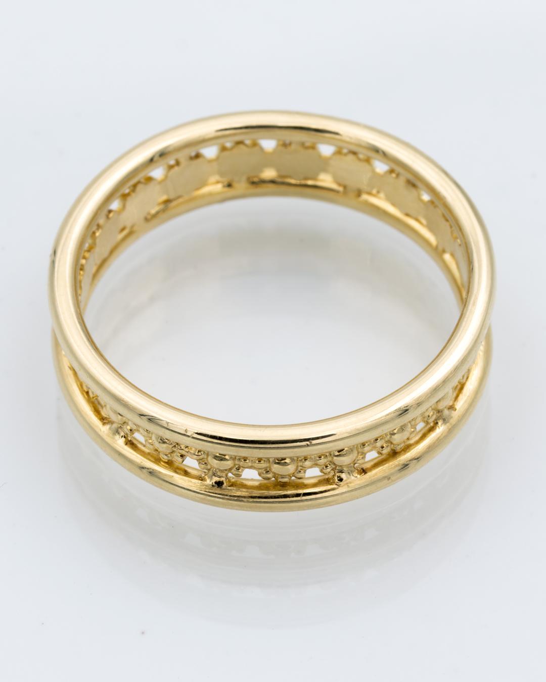 Moderno Anello moda a fascia in oro giallo 14K in vendita