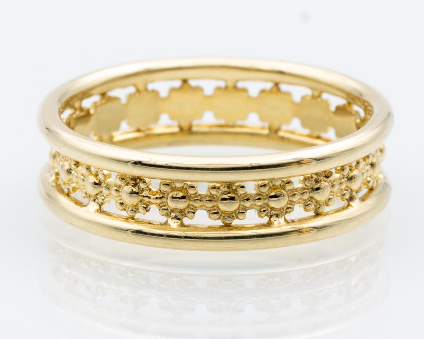 Donna Anello moda a fascia in oro giallo 14K in vendita