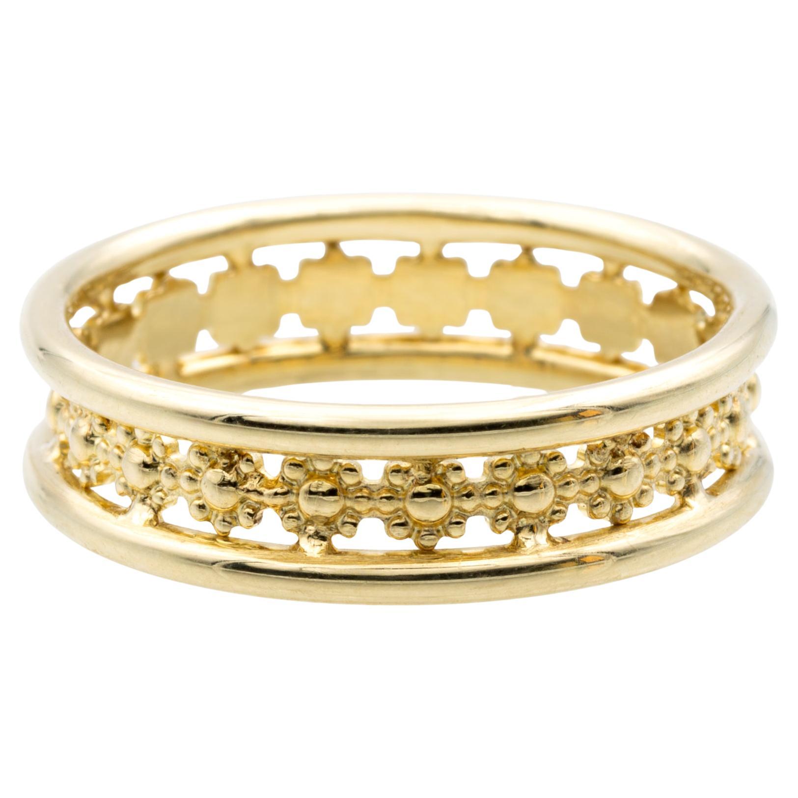 Anello moda a fascia in oro giallo 14K in vendita