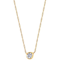Yellow Gold 15-Point Diamond Bezel Set Pendant Necklace