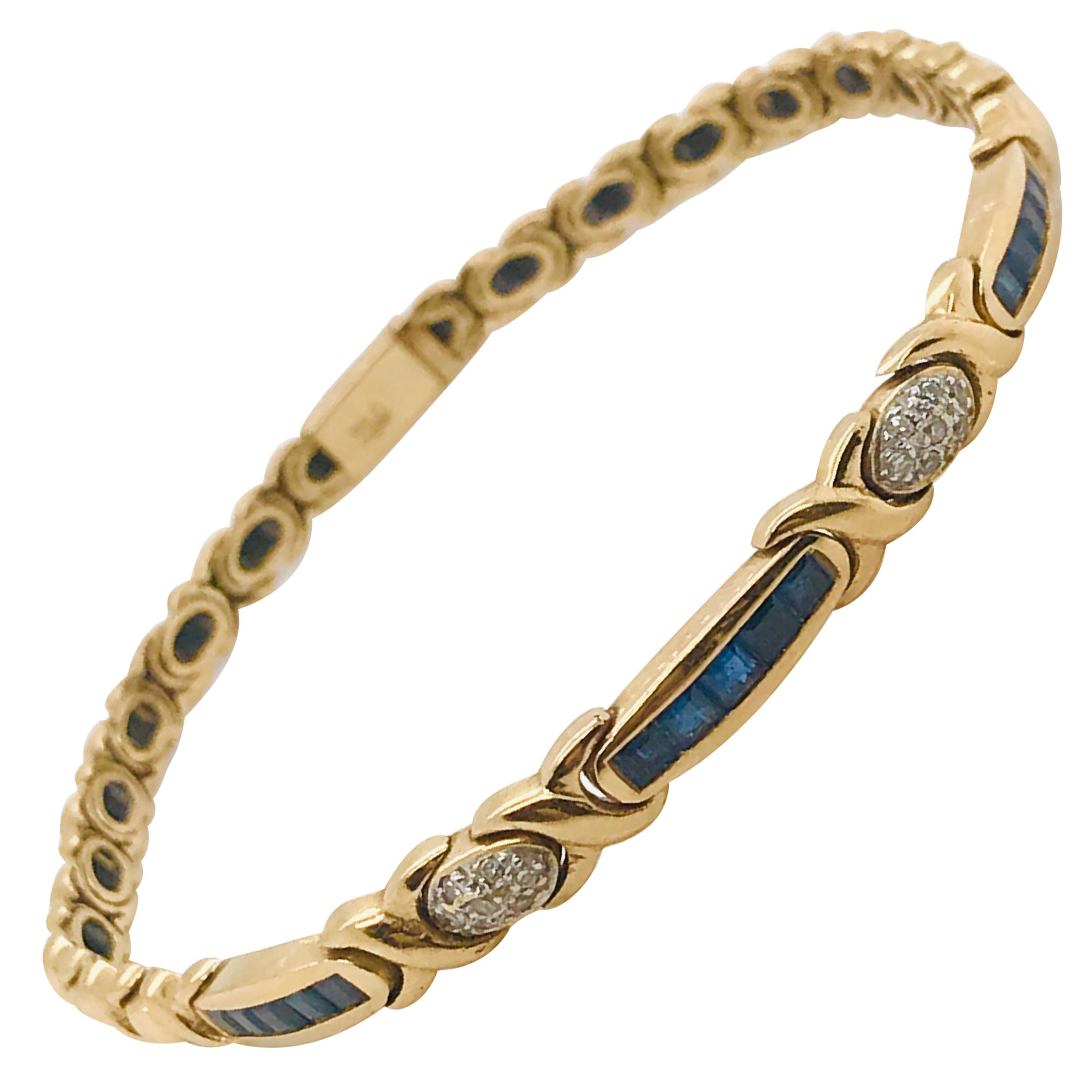 Yellow Gold 18 Carat Bracelet with Sapphires and Diamonds