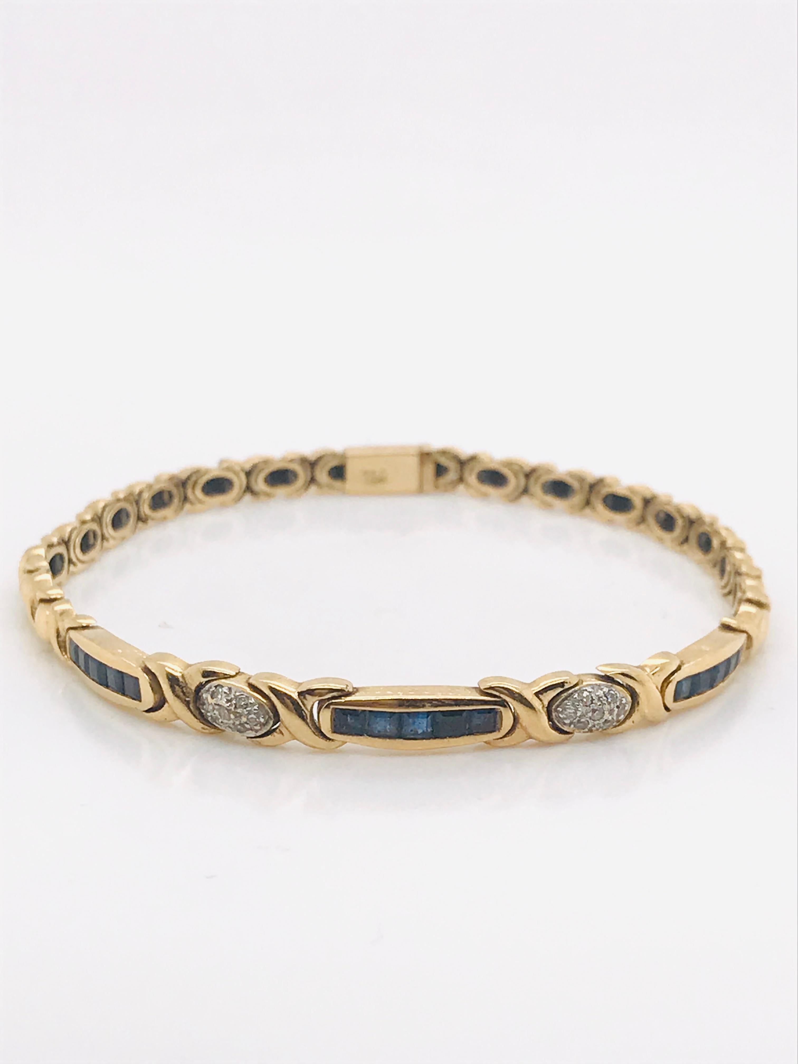 Women's Yellow Gold 18 Carat Bracelet with Sapphires and Diamonds
