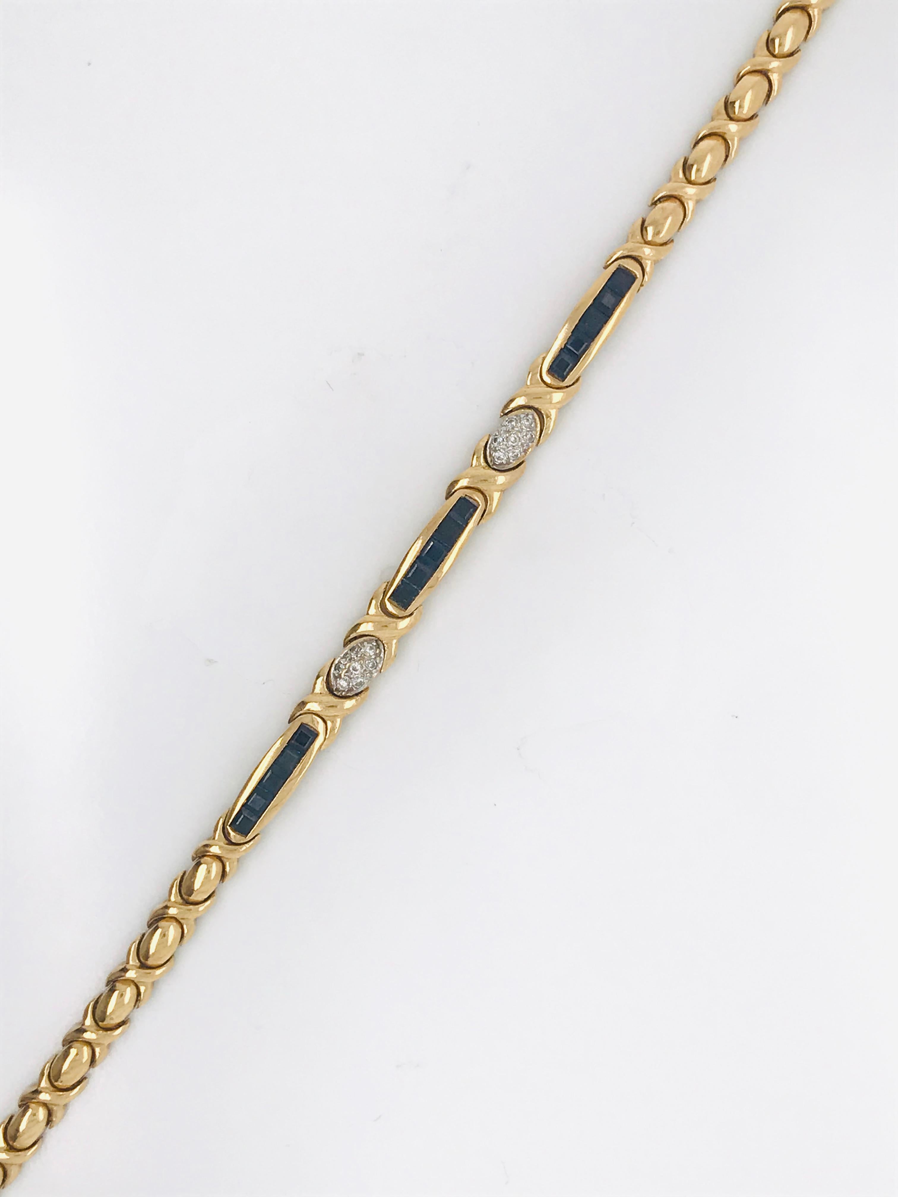 Yellow Gold 18 Carat Bracelet with Sapphires and Diamonds 1