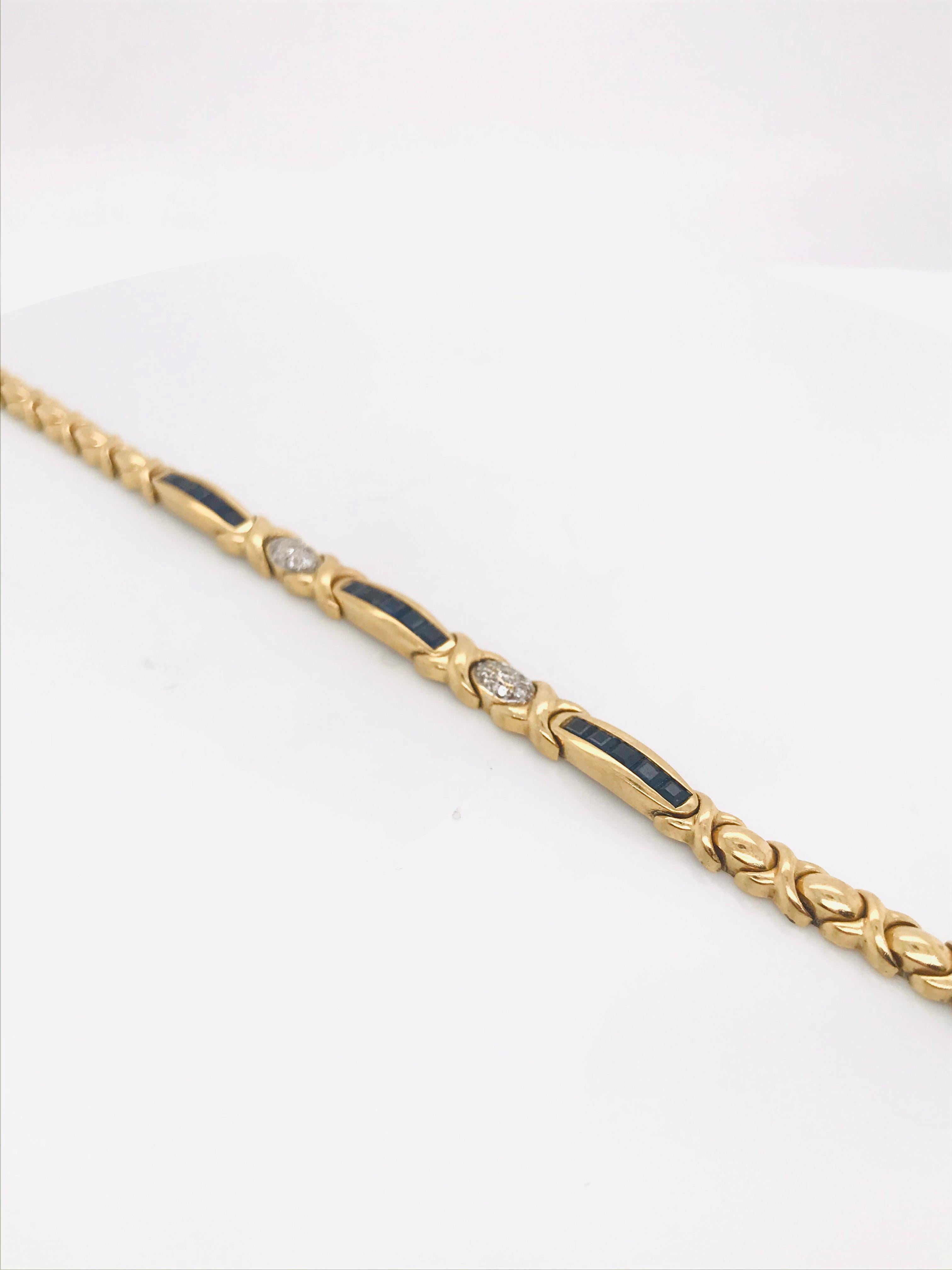 Yellow Gold 18 Carat Bracelet with Sapphires and Diamonds 2