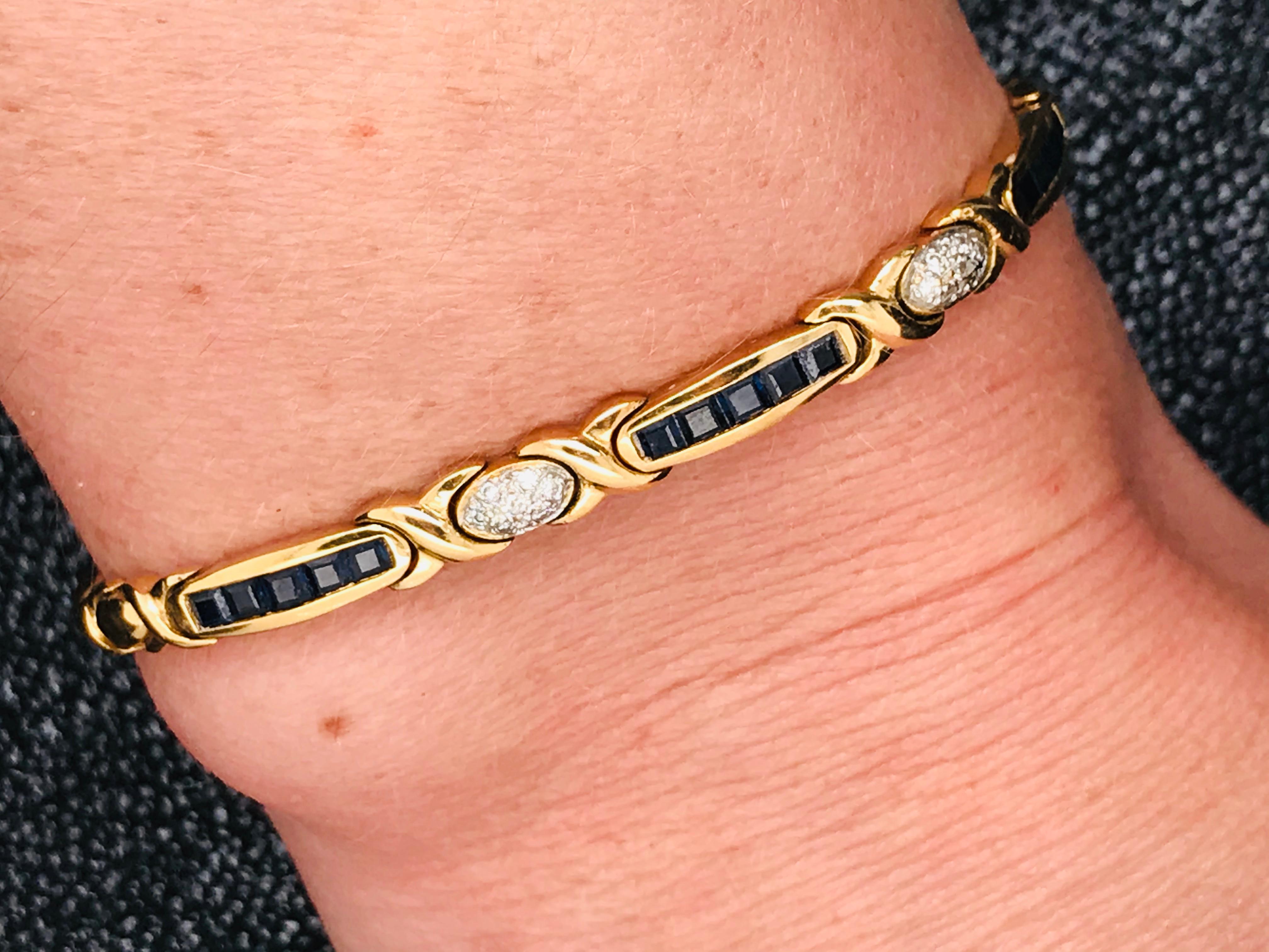 Yellow Gold 18 Carat Bracelet with Sapphires and Diamonds 3