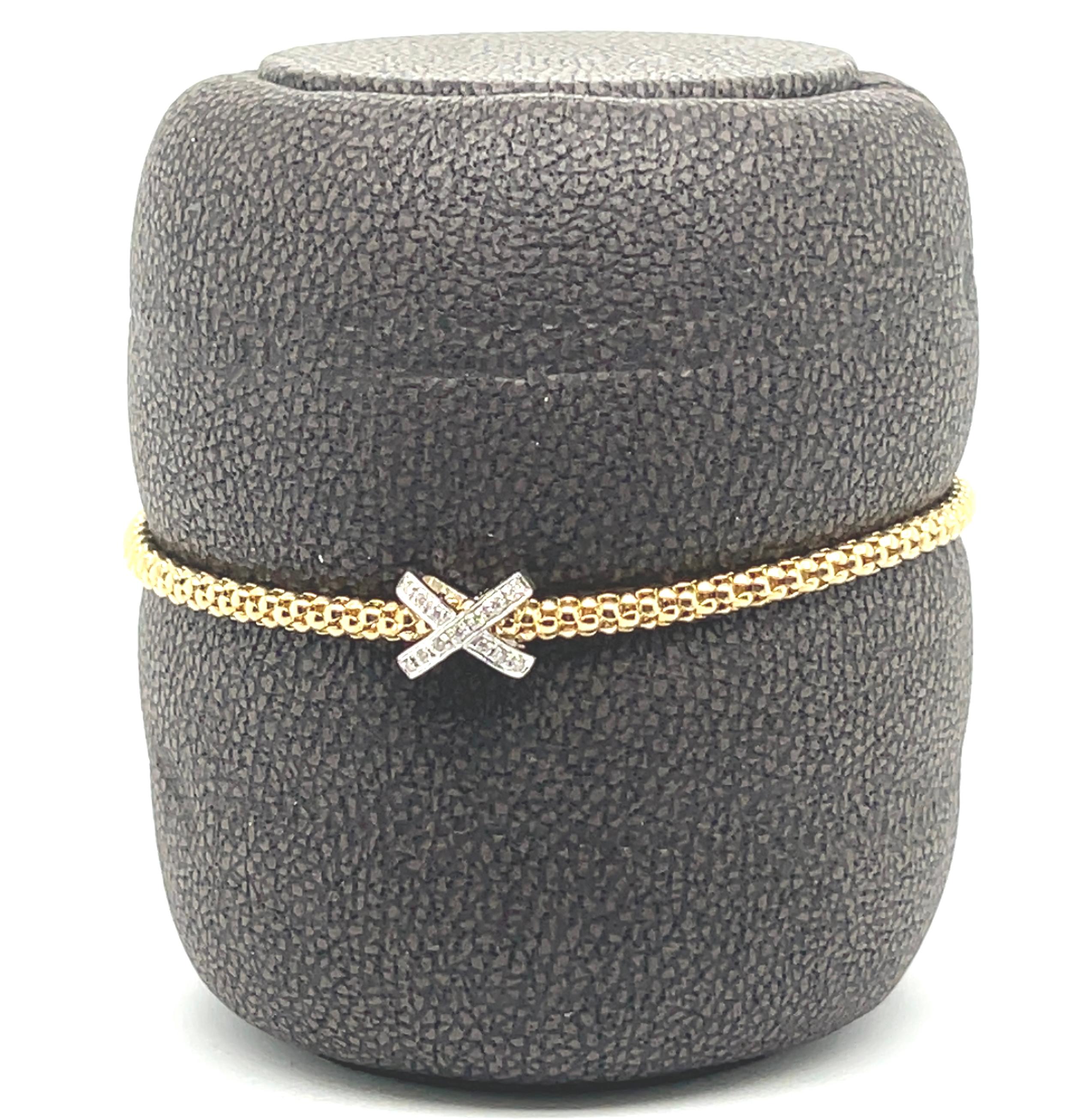 Contemporain Bracelet en or jaune 18 carats et diamants de 0, 13 carats en vente