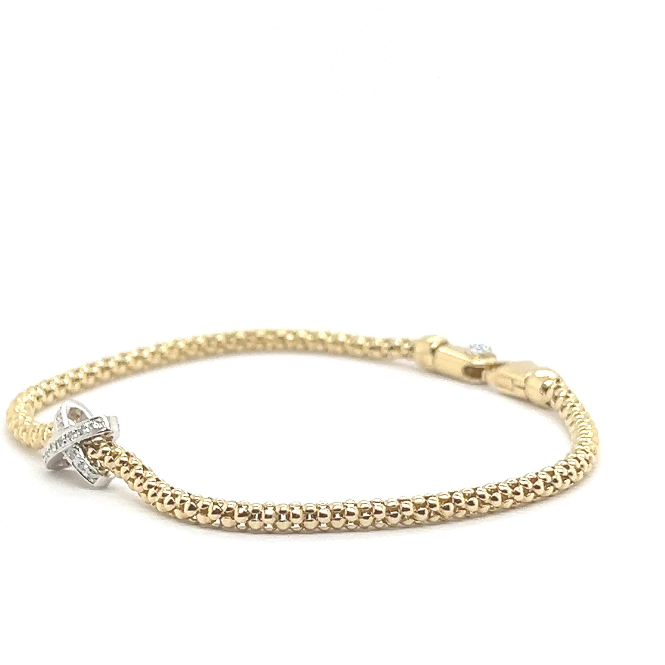 Taille brillant Bracelet en or jaune 18 carats et diamants de 0, 13 carats en vente