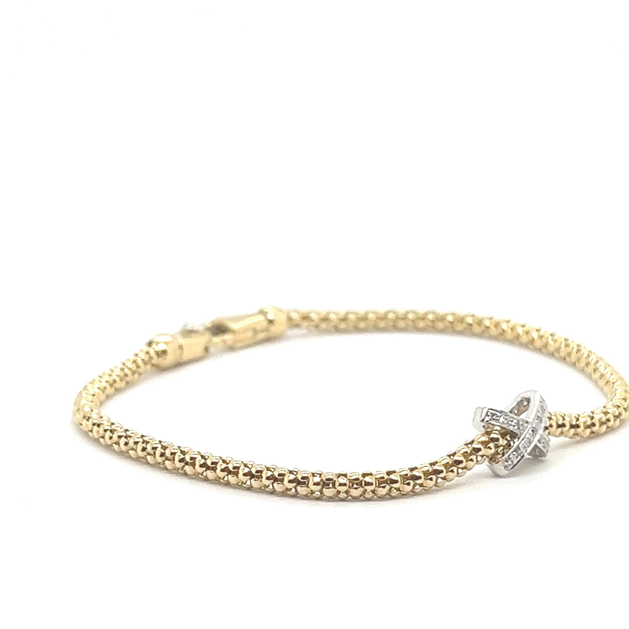 Bracelet en or jaune 18 carats et diamants de 0, 13 carats Neuf - En vente à Vannes, FR