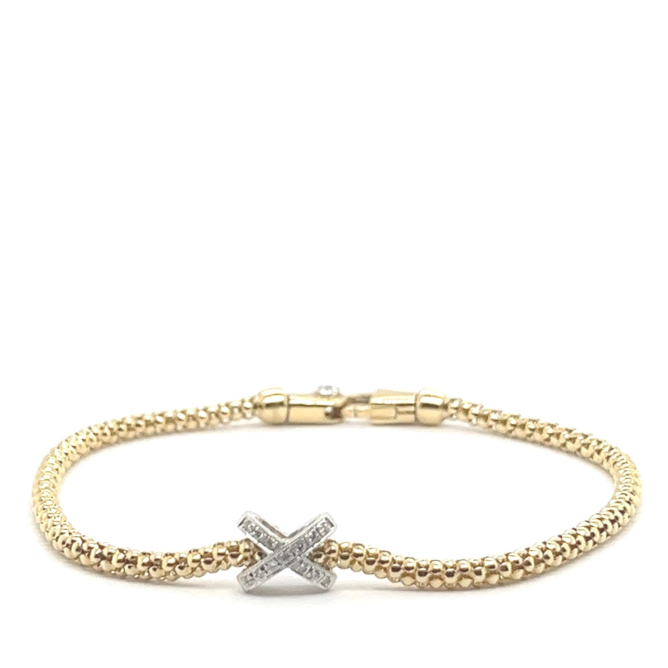 Bracelet en or jaune 18 carats et diamants de 0, 13 carats Pour femmes en vente
