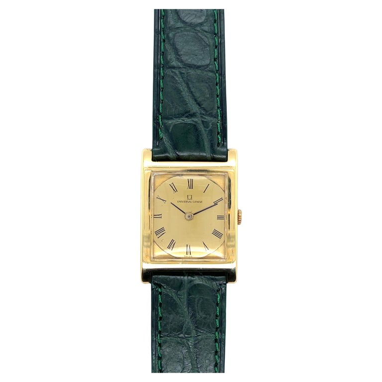 1stDibs Yellow Gold 18 Carats Green Bracelet Universal Geneve Watches