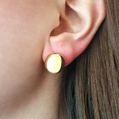 Yellow Gold 18K Bean Ear Studs Earrings