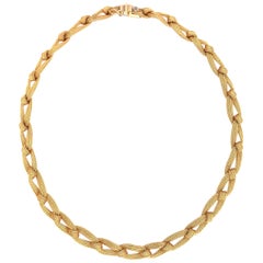 Yellow Gold 18 Karat Braid Chain Antique Plaited Neacklace