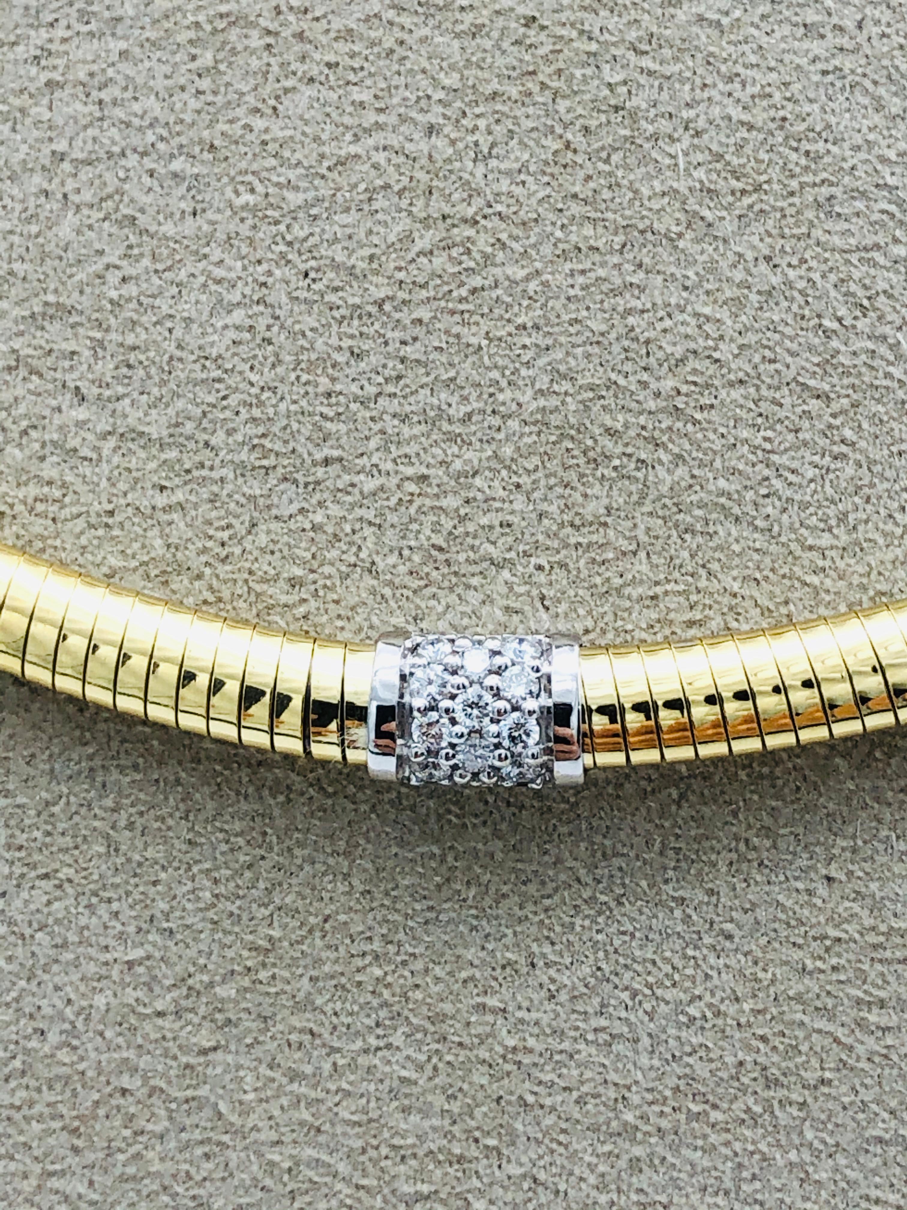 Gelbgold 18 Karat Choker Halskette und Diamanten Brillantschliff (Zeitgenössisch)