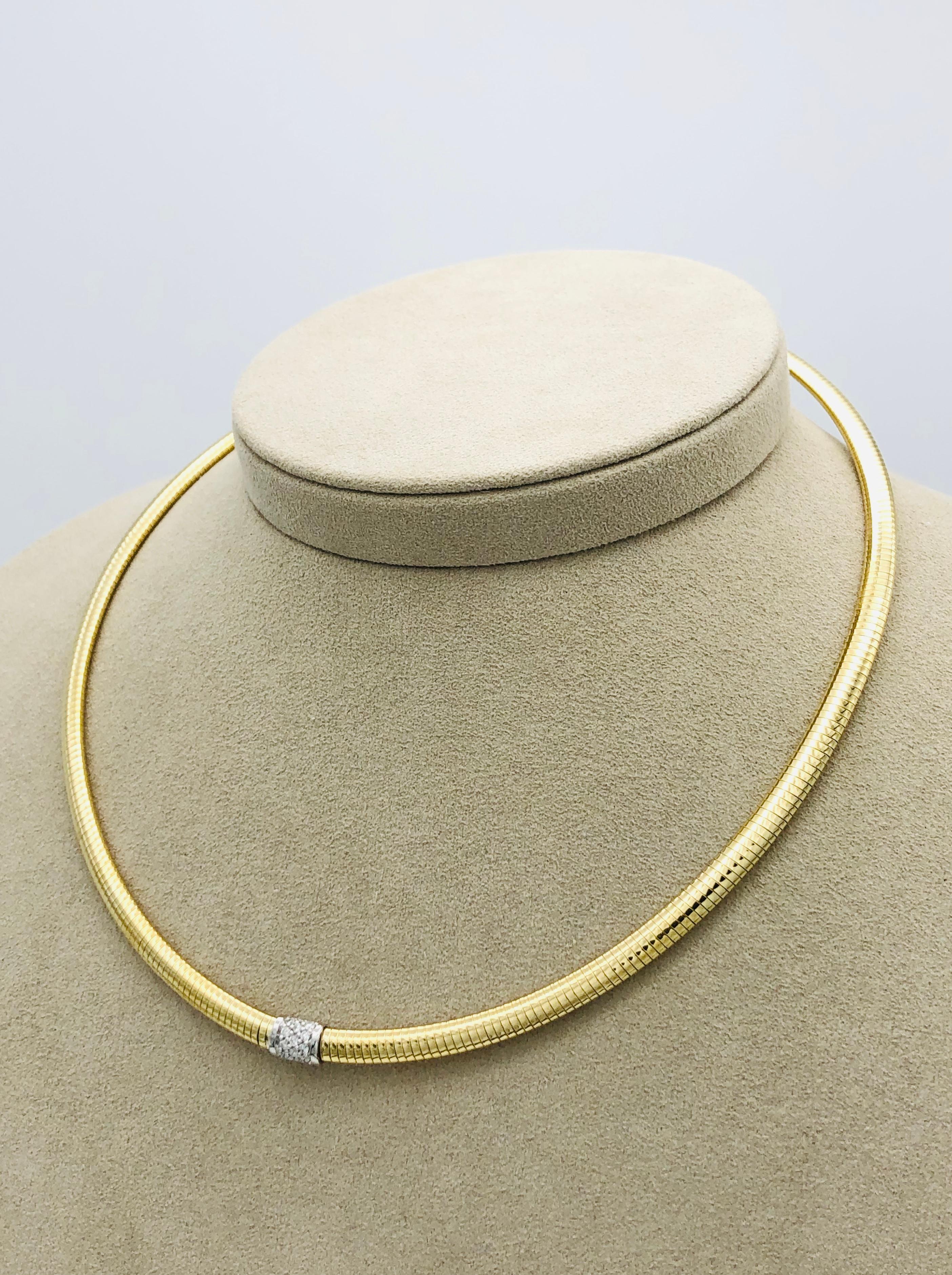 Gelbgold 18 Karat Choker Halskette und Diamanten Brillantschliff im Zustand „Neu“ in Vannes, FR