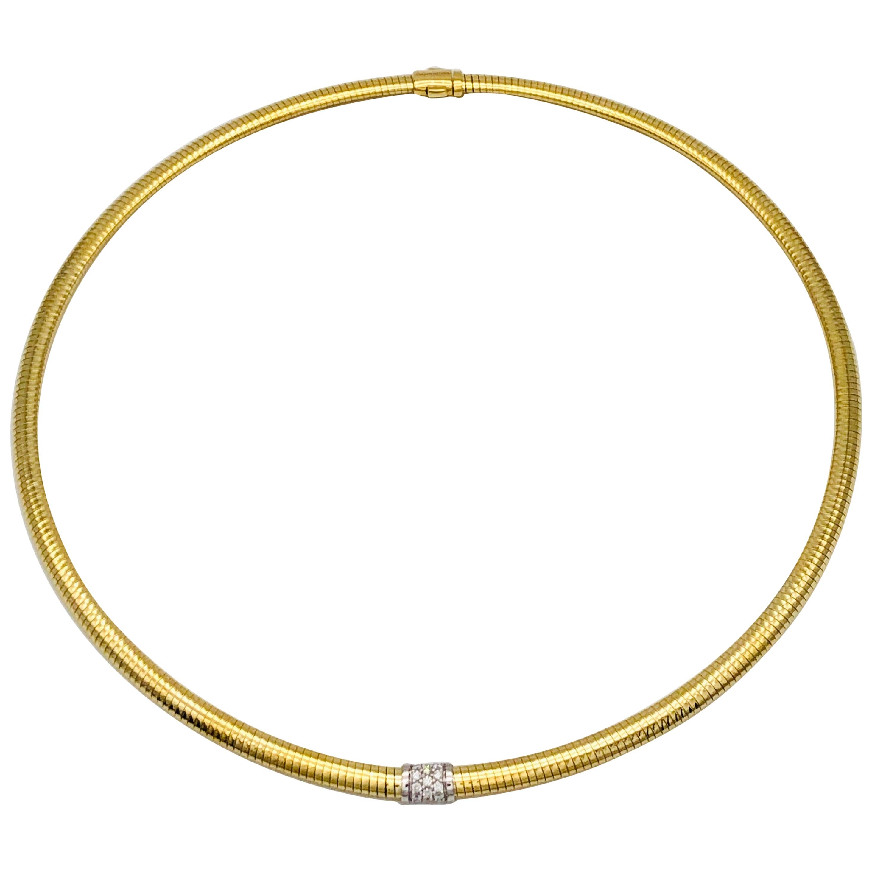 Yellow Gold 18 Karat Choker Necklace and Diamonds Brilliant Cut