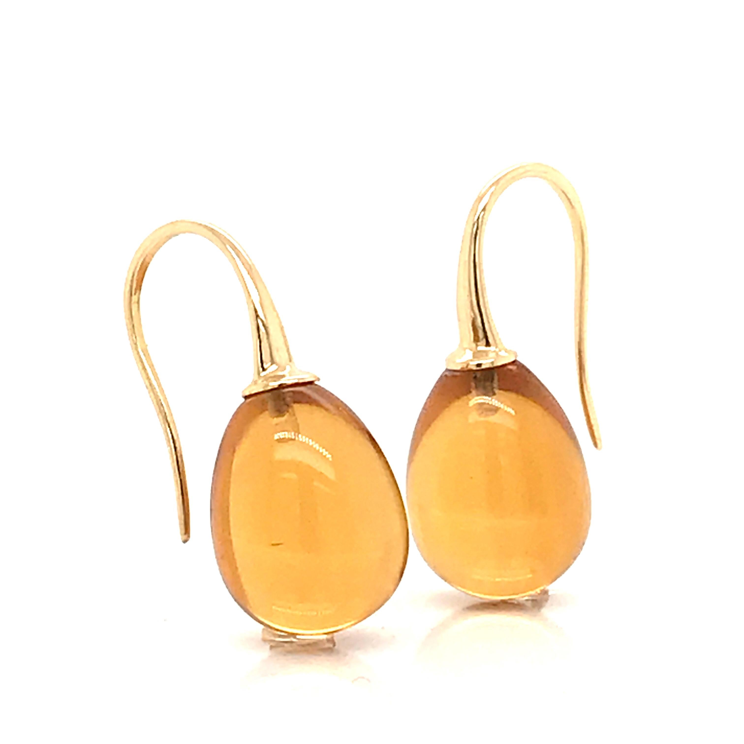Yellow Gold 18 Karat Hydro Citrine Drop Earrings In New Condition In Vannes, FR