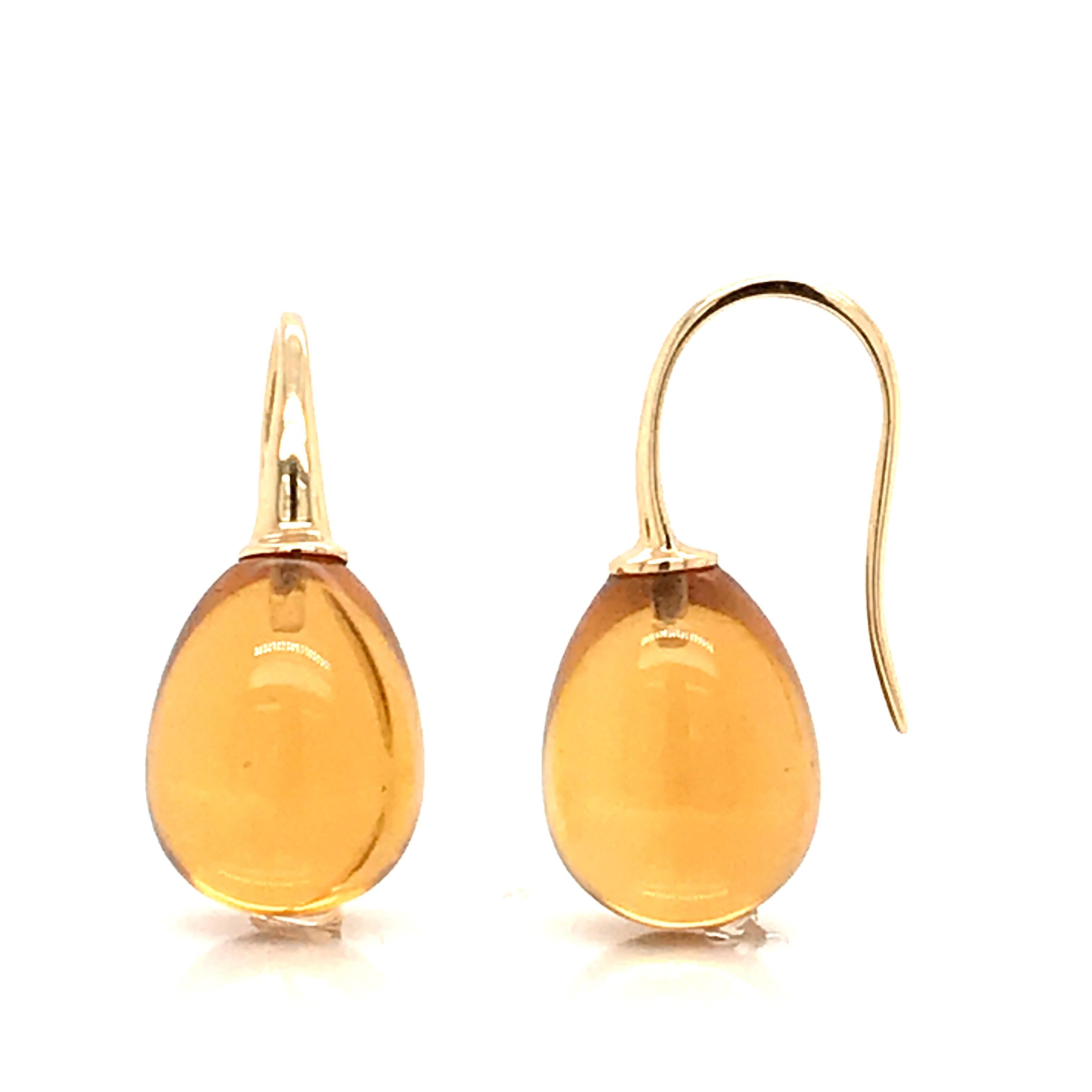 Contemporary Yellow Gold 18 Karat Hydro Citrine Drop Earrings