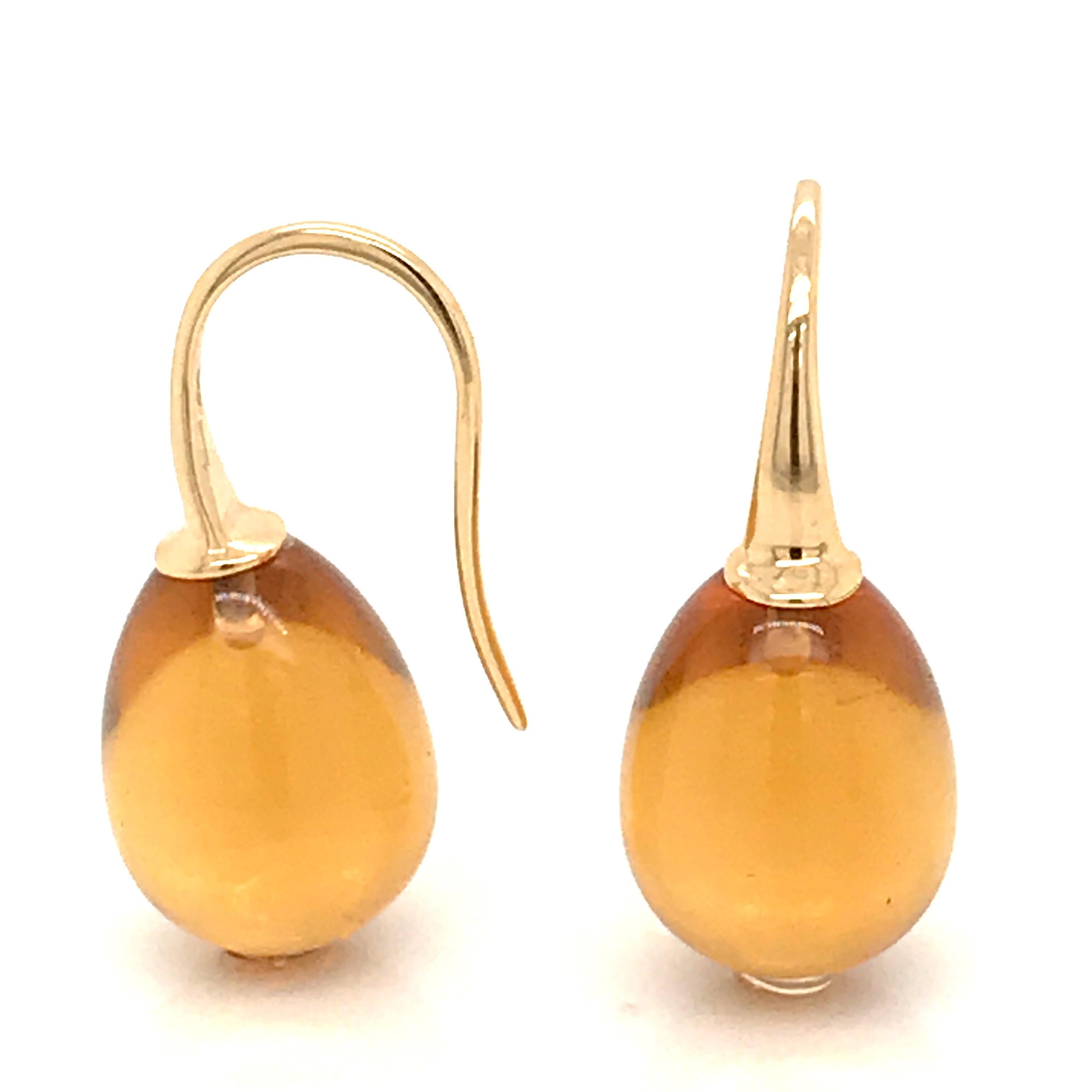 Yellow Gold 18 Karat Hydro Citrine Drop Earrings In New Condition In Vannes, FR